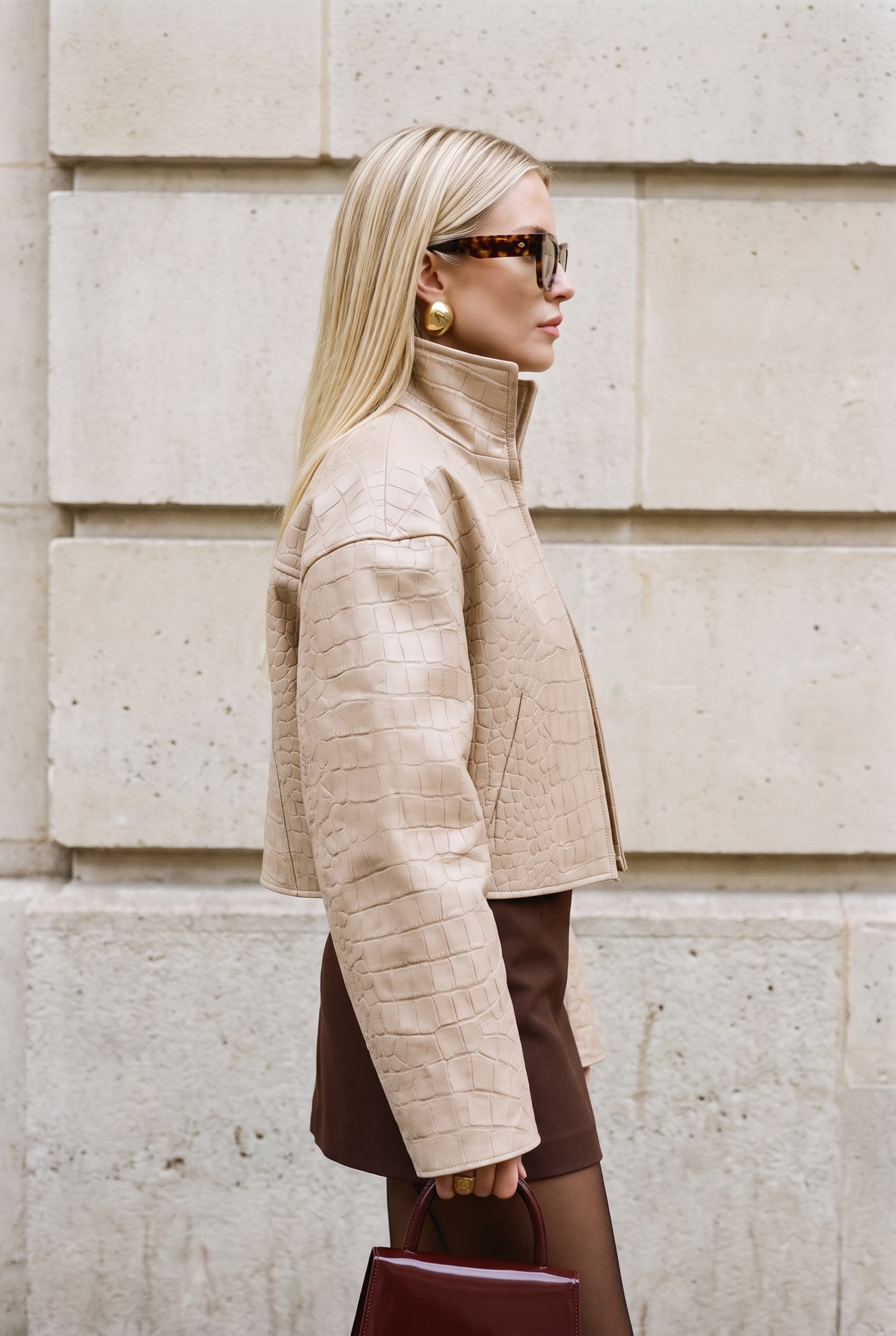Manila Croc Beige Jacket